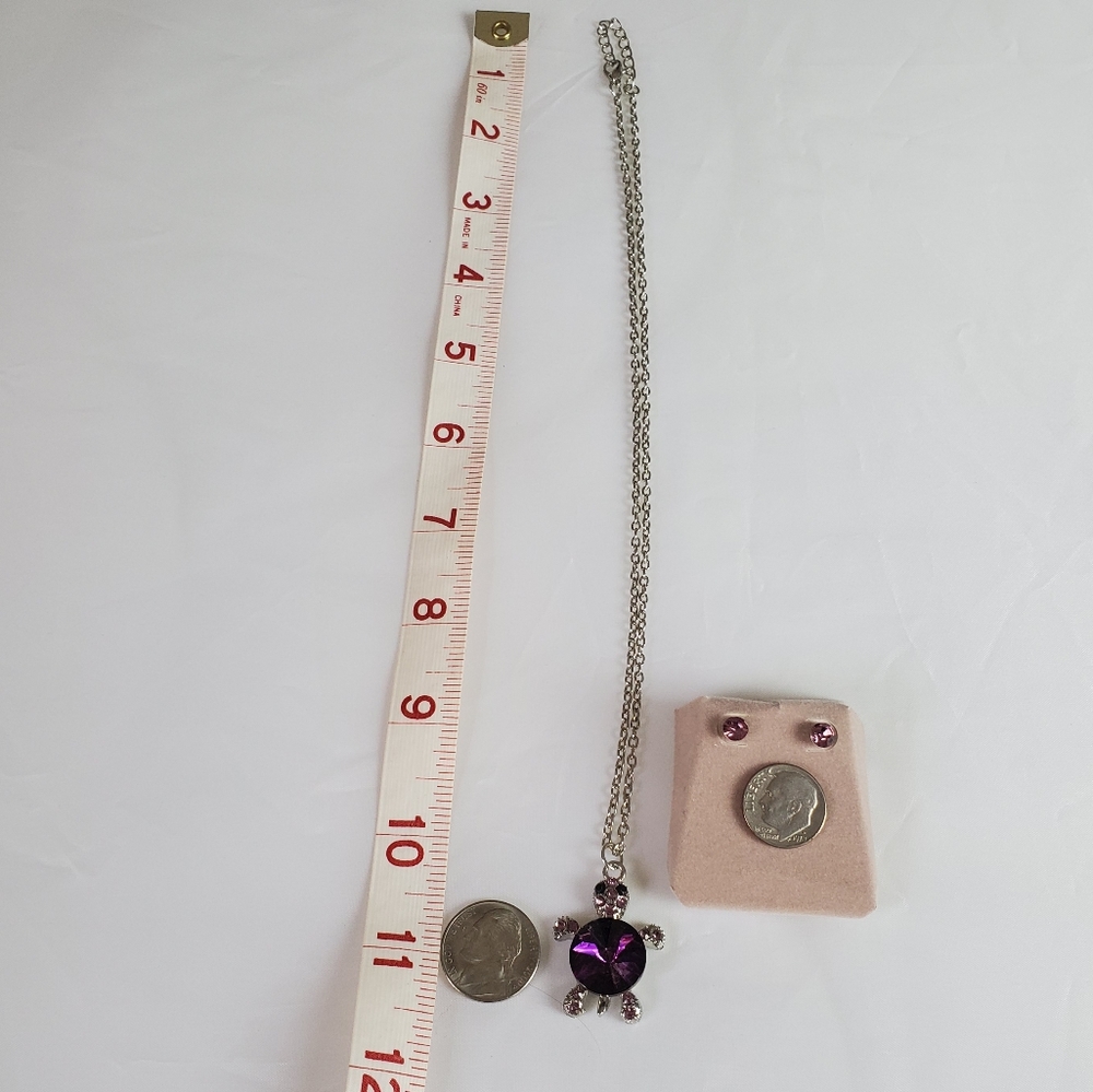 Purple Turtle necklace & Stud earrings Purple - Picture 8 of 8